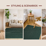 Ultra Soft Area Rug, Non Slip, Stain Resistant, Washable Area Rugs for Living Room, Bedroom, Serene Monochrome Gridded Style(Green)