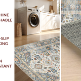 Ultra Soft Area Rug, Non Slip, Stain Resistant, Washable Area Rugs for Living Room, Bedroom, Traditional Vintage Damask Pattern(Gray)