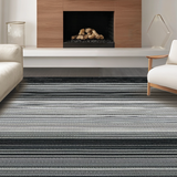 Ultra Soft Area Rug, Non Slip, Stain Resistant, Washable Area Rugs for Living Room, Bedroom, Stylish Neutral Toned Stripes(Black)