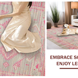 Ultra Soft Area Rug, Non Slip, Stain Resistant, Washable Area Rugs for Living Room, Bedroom, Bold Multicolored Textured Artwork(Pink)