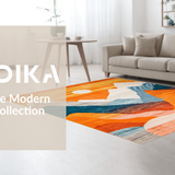 Ultra Soft Area Rug, Non Slip, Stain Resistant, Washable Area Rugs for Living Room, Bedroom, Eclectic Round Patterned Delight(Orange)