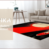 Ultra Soft Area Rug, Non Slip, Stain Resistant, Washable Area Rugs for Living Room, Bedroom, Retro Music Theme Non-Slip Bathroom Rug(Red)