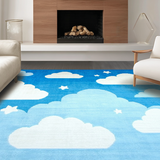 Ultra Soft Area Rug, Non Slip, Stain Resistant, Washable Area Rugs for Living Room, Bedroom, Serene Blue and White Fusion(Blue)