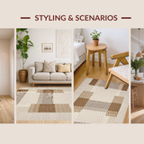 Ultra Soft Area Rug, Non Slip, Stain Resistant, Washable Area Rugs for Living Room, Bedroom, Elegant Subtle Striped Design(Beige)