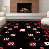 Ultra Soft Area Rug, Non Slip, Stain Resistant, Washable Area Rugs for Living Room, Bedroom, Bold Contemporary Dice Composition(Red)