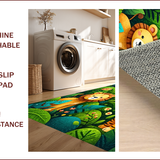 Ultra Soft Area Rug, Non Slip, Stain Resistant, Washable Area Rugs for Living Room, Bedroom, Playful Green Jungle Animal Nursery Rug(Green)