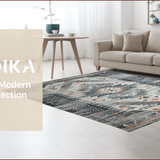 Ultra Soft Area Rug, Non Slip, Stain Resistant, Washable Area Rugs for Living Room, Bedroom, Rustic Ethnic Distressed Motif(Gray)