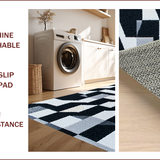 Ultra Soft Area Rug, Non Slip, Stain Resistant, Washable Area Rugs for Living Room, Bedroom, Modern Geometric Non-Shedding(Black)