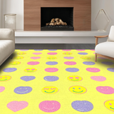 Ultra Soft Area Rug, Non Slip, Stain Resistant, Washable Area Rugs for Living Room, Bedroom, Soft Colorful Smiley Pattern(Yellow)