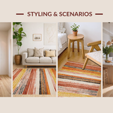 Ultra Soft Area Rug, Non Slip, Stain Resistant, Washable Area Rugs for Living Room, Bedroom, Rustic Vibrant Abstract Medley(Orange)