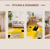 Ultra Soft Area Rug, Non Slip, Stain Resistant, Washable Area Rugs for Living Room, Bedroom, Vibrant Curvilinear Patterned Elegance(Yellow)