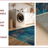 Ultra Soft Area Rug, Non Slip, Stain Resistant, Washable Area Rugs for Living Room, Bedroom, Tropical Ethnic Floral Motif(Blue)