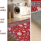 Ultra Soft Area Rug, Non Slip, Stain Resistant, Washable Area Rugs for Living Room, Bedroom, Playful Textured Flower Style(Red)
