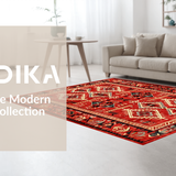 Ultra Soft Area Rug, Non Slip, Stain Resistant, Washable Area Rugs for Living Room, Bedroom, Contemporary Abstract Southwestern Fusion(Red)