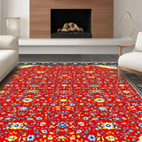 Ultra Soft Area Rug, Non Slip, Stain Resistant, Washable Area Rugs for Living Room, Bedroom, Chic Multicolor Geometric Pattern(Red)