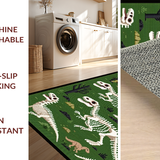 Ultra Soft Area Rug, Non Slip, Stain Resistant, Washable Area Rugs for Living Room, Bedroom, Rustic Vintage Dinosaur Artistry(Green)