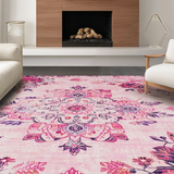 Ultra Soft Area Rug, Non Slip, Stain Resistant, Washable Area Rugs for Living Room, Bedroom, Contemporary Vibrant Nature Scene(Pink)