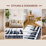 Ultra Soft Area Rug, Non Slip, Stain Resistant, Washable Area Rugs for Living Room, Bedroom, Stylish Black and White Geometric Striped Area Rug(Gray)