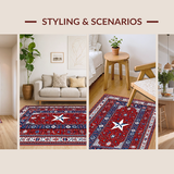 Ultra Soft Area Rug, Non Slip, Stain Resistant, Washable Area Rugs for Living Room, Bedroom, Eclectic Cheerful Entryway Decor(Red)