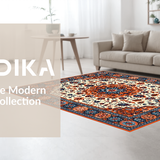 Ultra Soft Area Rug, Non Slip, Stain Resistant, Washable Area Rugs for Living Room, Bedroom, Contemporary Round Art Design(White)