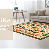 Ultra Soft Area Rug, Non Slip, Stain Resistant, Washable Area Rugs for Living Room, Bedroom, Soft Vintage Floral Boho Living Room(Beige)