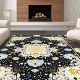 Ultra Soft Area Rug, Non Slip, Stain Resistant, Washable Area Rugs for Living Room, Bedroom, Striking Black and Cream Geometric Art(Black)