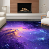 Ultra Soft Area Rug, Non Slip, Stain Resistant, Washable Area Rugs for Living Room, Bedroom, Dynamic Colorful Astral Elements(Purple)