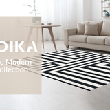Ultra Soft Area Rug, Non Slip, Stain Resistant, Washable Area Rugs for Living Room, Bedroom, Boho-Inspired Contrast Stripe Rug With Handcrafted Appearance(Black)
