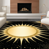 Ultra Soft Area Rug, Non Slip, Stain Resistant, Washable Area Rugs for Living Room, Bedroom, Vibrant Sunburst Geometric Aesthetic(Gold)