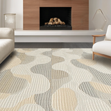 Ultra Soft Area Rug, Non Slip, Stain Resistant, Washable Area Rugs for Living Room, Bedroom, Artisan Crafted Wavy Jute Elegance(Beige)