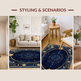 Ultra Soft Area Rug, Non Slip, Stain Resistant, Washable Area Rugs for Living Room, Bedroom, Vibrant Solar Symbolism Design(Blue)