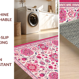 Ultra Soft Area Rug, Non Slip, Stain Resistant, Washable Area Rugs for Living Room, Bedroom, Lively Retro Flower Print Charm(White)