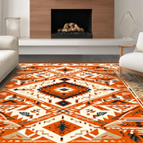 Ultra Soft Area Rug, Non Slip, Stain Resistant, Washable Area Rugs for Living Room, Bedroom, Aztec-Inspired Earthy Tones(Orange)