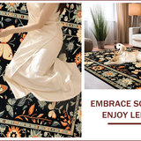 Ultra Soft Area Rug, Non Slip, Stain Resistant, Washable Area Rugs for Living Room, Bedroom, Artful Nature-Inspired Butterfly Motif(Black)