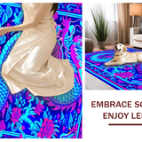 Ultra Soft Area Rug, Non Slip, Stain Resistant, Washable Area Rugs for Living Room, Bedroom, Vibrant Colorful Mythical Design(Blue)