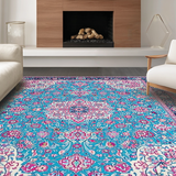 Ultra Soft Area Rug, Non Slip, Stain Resistant, Washable Area Rugs for Living Room, Bedroom, Modern Textured Organic Shapes(Blue)