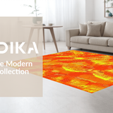 Ultra Soft Area Rug, Non Slip, Stain Resistant, Washable Area Rugs for Living Room, Bedroom, Dynamic Curvilinear Motif(Orange)