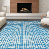 Ultra Soft Area Rug, Non Slip, Stain Resistant, Washable Area Rugs for Living Room, Bedroom, Preppy Style Blue Bow Patterned Mat with Symmetrical Ribbon and Loop Motifs(Blue)