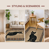 Ultra Soft Area Rug, Non Slip, Stain Resistant, Washable Area Rugs for Living Room, Bedroom, Crafty Humorous Cat Motif(Beige)