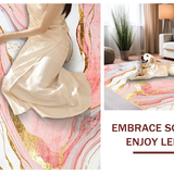 Ultra Soft Area Rug, Non Slip, Stain Resistant, Washable Area Rugs for Living Room, Bedroom, Sophisticated Rose Gold Brush Strokes(Pink)