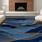 Ultra Soft Area Rug, Non Slip, Stain Resistant, Washable Area Rugs for Living Room, Bedroom, Rustic Soft Organic Forms(Blue)