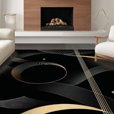 Ultra Soft Area Rug, Non Slip, Stain Resistant, Washable Area Rugs for Living Room, Bedroom, Dynamic Black Gold Abstract Geometry(Gold)