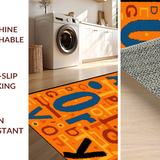 Ultra Soft Area Rug, Non Slip, Stain Resistant, Washable Area Rugs for Living Room, Bedroom, Vibrant Radial Alphabetic Inspiration(Orange)