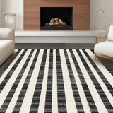 Ultra Soft Area Rug, Non Slip, Stain Resistant, Washable Area Rugs for Living Room, Bedroom, Stylish Black And White Stripe Rug: Absorbent Doorway Rug(Black)