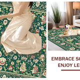 Ultra Soft Area Rug, Non Slip, Stain Resistant, Washable Area Rugs for Living Room, Bedroom, Artful Vintage Inspired Textures(Green)
