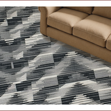Ultra Soft Area Rug, Non Slip, Stain Resistant, Washable Area Rugs for Living Room, Bedroom, Sleek Angular Patterned Aesthetic(Black)