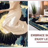 Ultra Soft Area Rug, Non Slip, Stain Resistant, Washable Area Rugs for Living Room, Bedroom, Elegant Cosmic Crescent Motif(Blue)