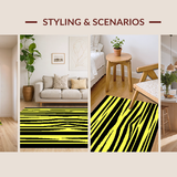 Ultra Soft Area Rug, Non Slip, Stain Resistant, Washable Area Rugs for Living Room, Bedroom, Elegant Striped Safari Charm(Yellow)