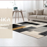 Ultra Soft Area Rug, Non Slip, Stain Resistant, Washable Area Rugs for Living Room, Bedroom, Abstract Earth Tone Geometric Art(Black)