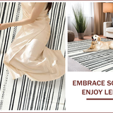Ultra Soft Area Rug, Non Slip, Stain Resistant, Washable Area Rugs for Living Room, Bedroom, Elegant Black and Cream Geometry(Beige)